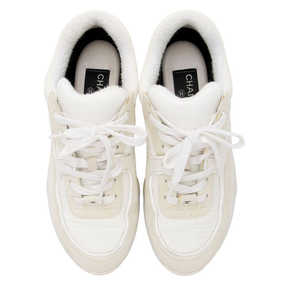 Chanel Suede Calfskin CC Sneakers - Size 7.5 / 37.5 - Picture 5 of 8